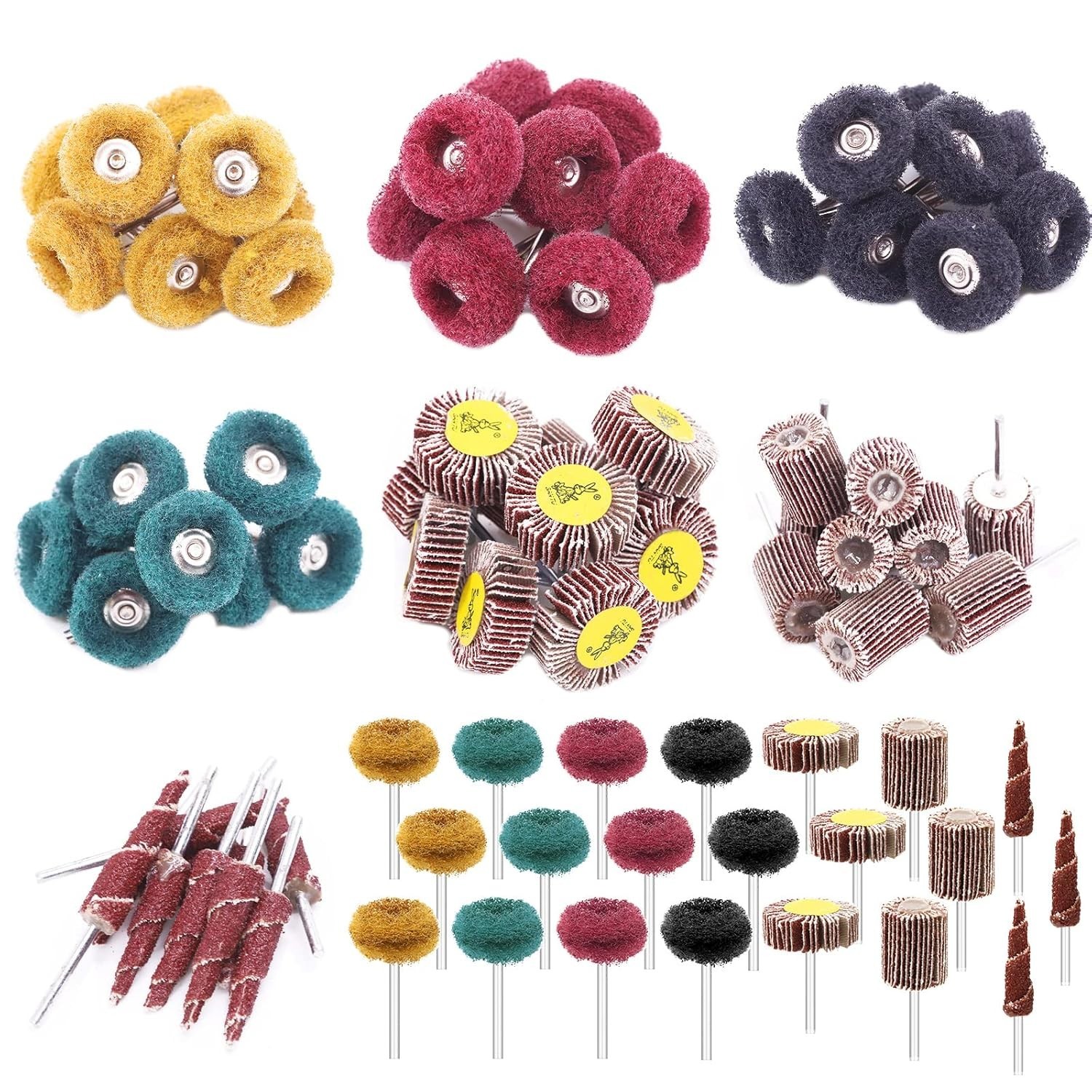 Abrasive Flap Wheel Set 50pcs 80 120 180 320 400 Grits Sanding Buffing Polish…