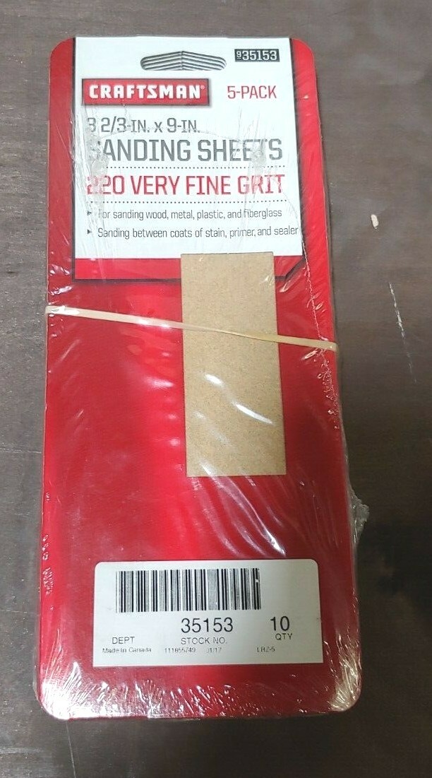 Craftsman 3 2/3 in x 9 in 220 very fine grit #935153 (Bundle of 10 packs)