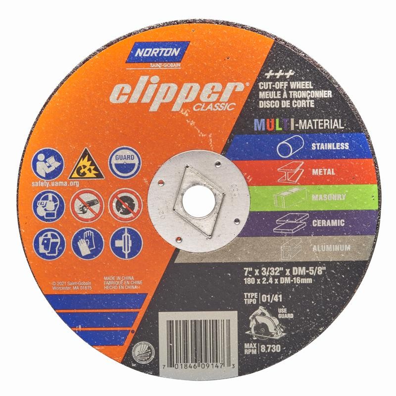Norton Clipper 7″ D X 5/8″ Aluminum Oxide/Silicon Carbide Classic Cut-Off Wheel