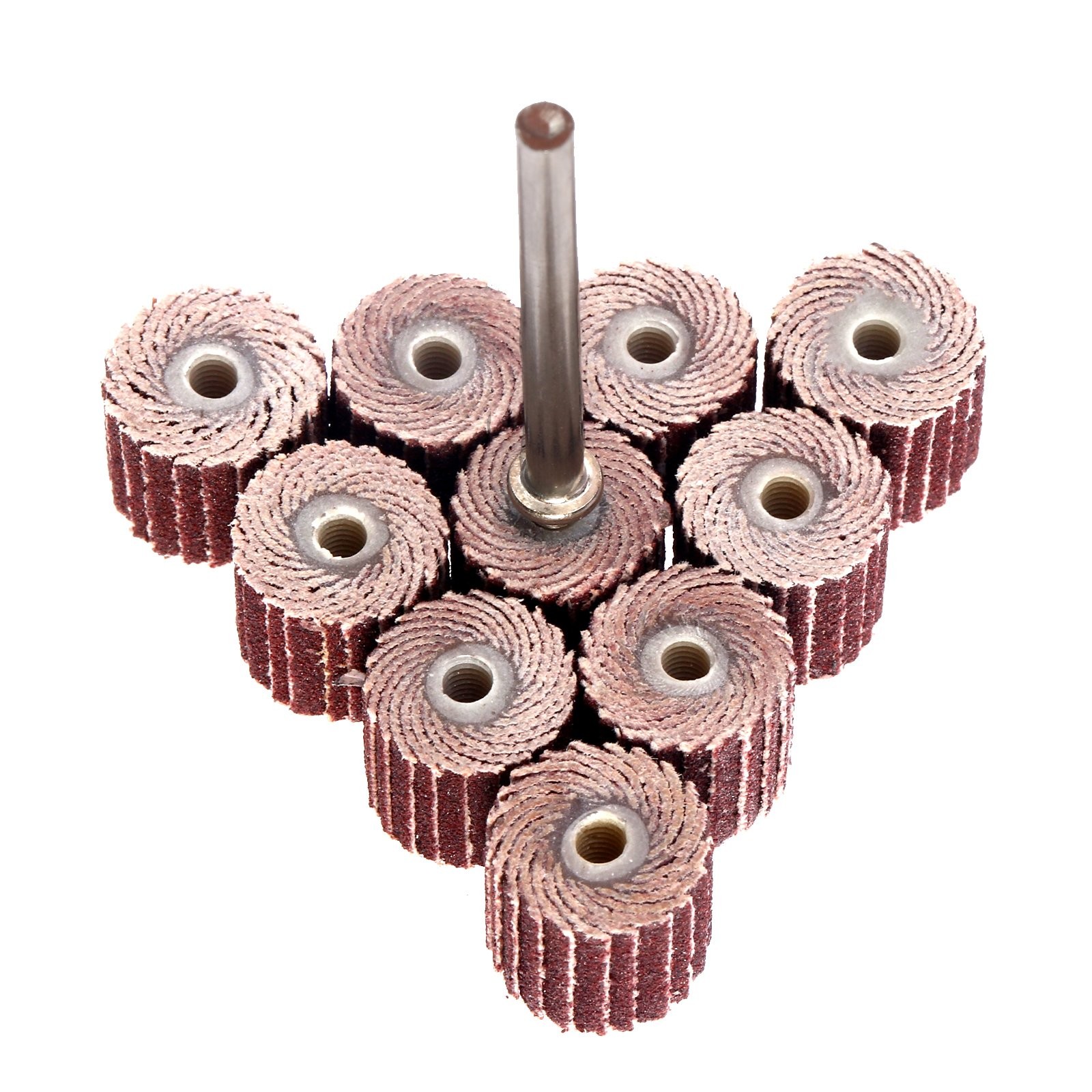 10Pcs Flap Wheel Head Sander Rod 240 Grit Polishing Grinding Power Rotary Tool