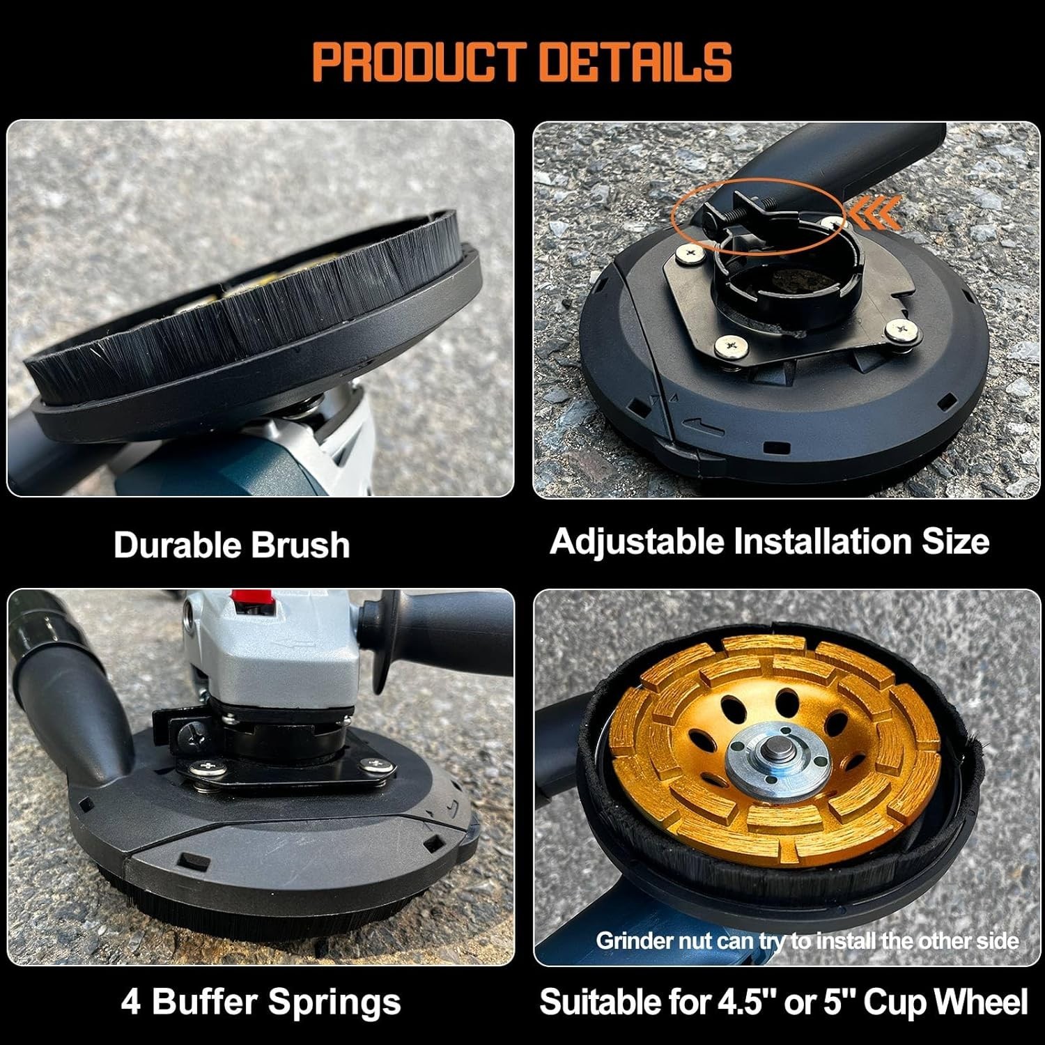 Dust Shroud for Angle Grinder 4.5 inch and 5 inch, Grinder Dust Shroud with 2…