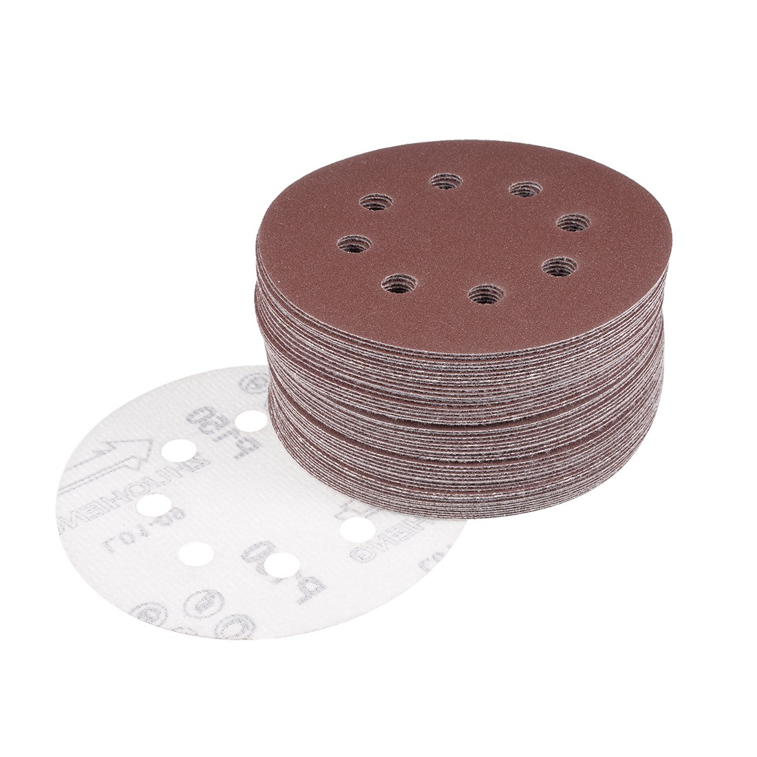 50Pcs 5 Inch 8 Hole Hook Loop Sanding Disc 150 Grit Flocking Sandpaper Sander