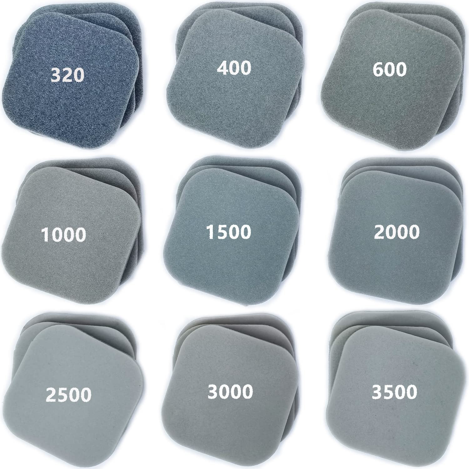 54 Pack Sanding Blocks, 9 Grits from 320 to 3500, Soft Touch Sanding Pads,2″ X