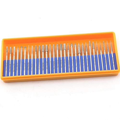 JINGLING Diamond Grinding Head Set Carving Bur Rotary Bit Shank Diameter 3/32″
