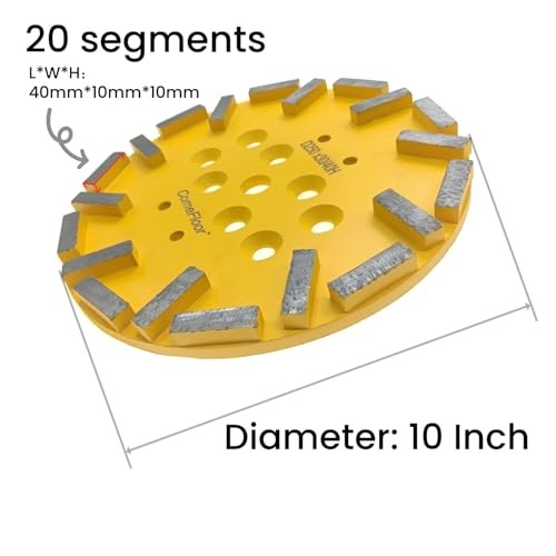 10 Inch Diamond Grinding Plate for Concrete Floor, 20 30/40 M Rectangle