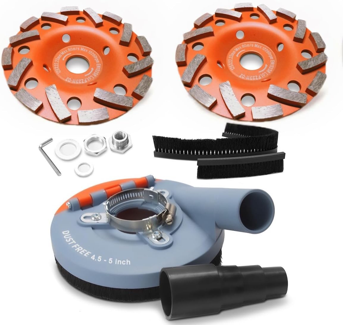 Dust Shroud for Angle Grinder 4.5-5 inch + 2 PCS Diamond Grinding Cup Wheel 5…