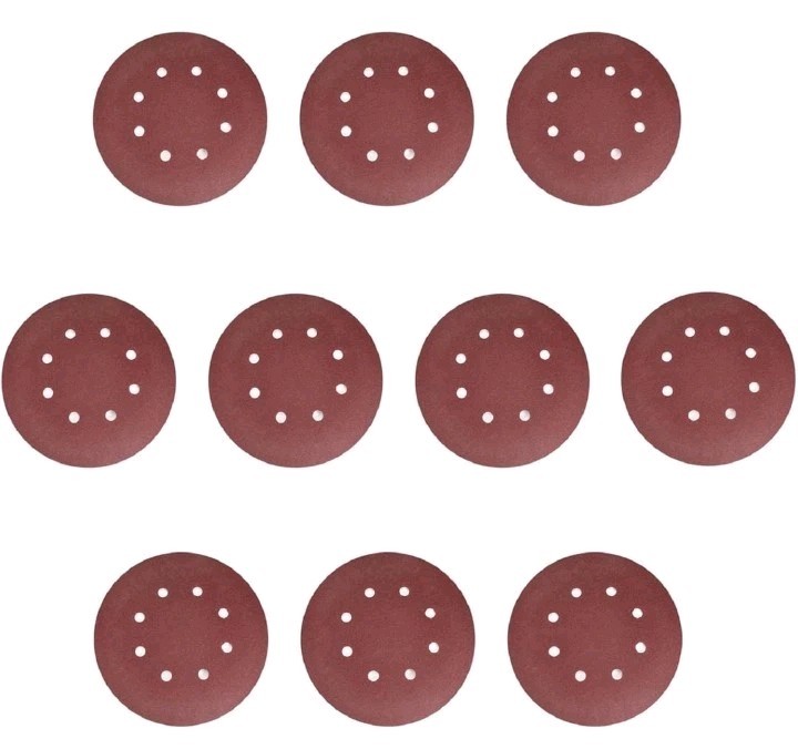10Pcs 7″ 8 Hole Hook&Loop Sanding Disc 120 Grit Flocking Sandpaper Sander Paper