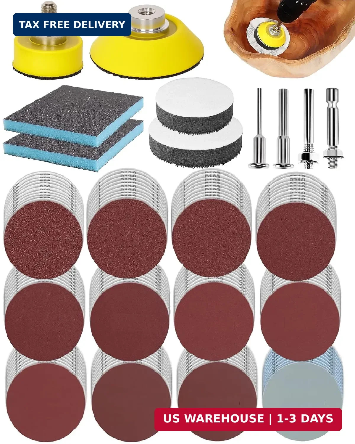 250PCS 2 Inch Sanding Discs for Drill Sander Attachment, 80 to 3000 Grit Hook an
