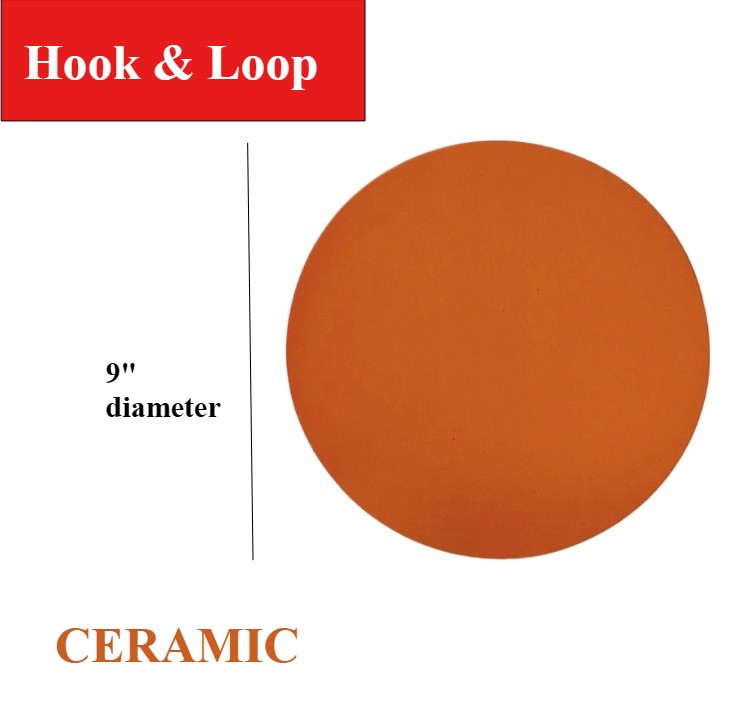 10 PCS Premium 9 inch Hook and Loop Ceramic Orange 0-Hole 240 Grit Sanding Discs
