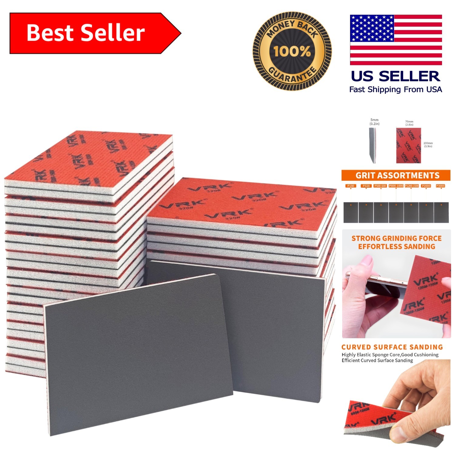 Multi-Purpose Soft Foam Sanding Sponge Kit – 28 Pcs from 180 to 3000 Grit