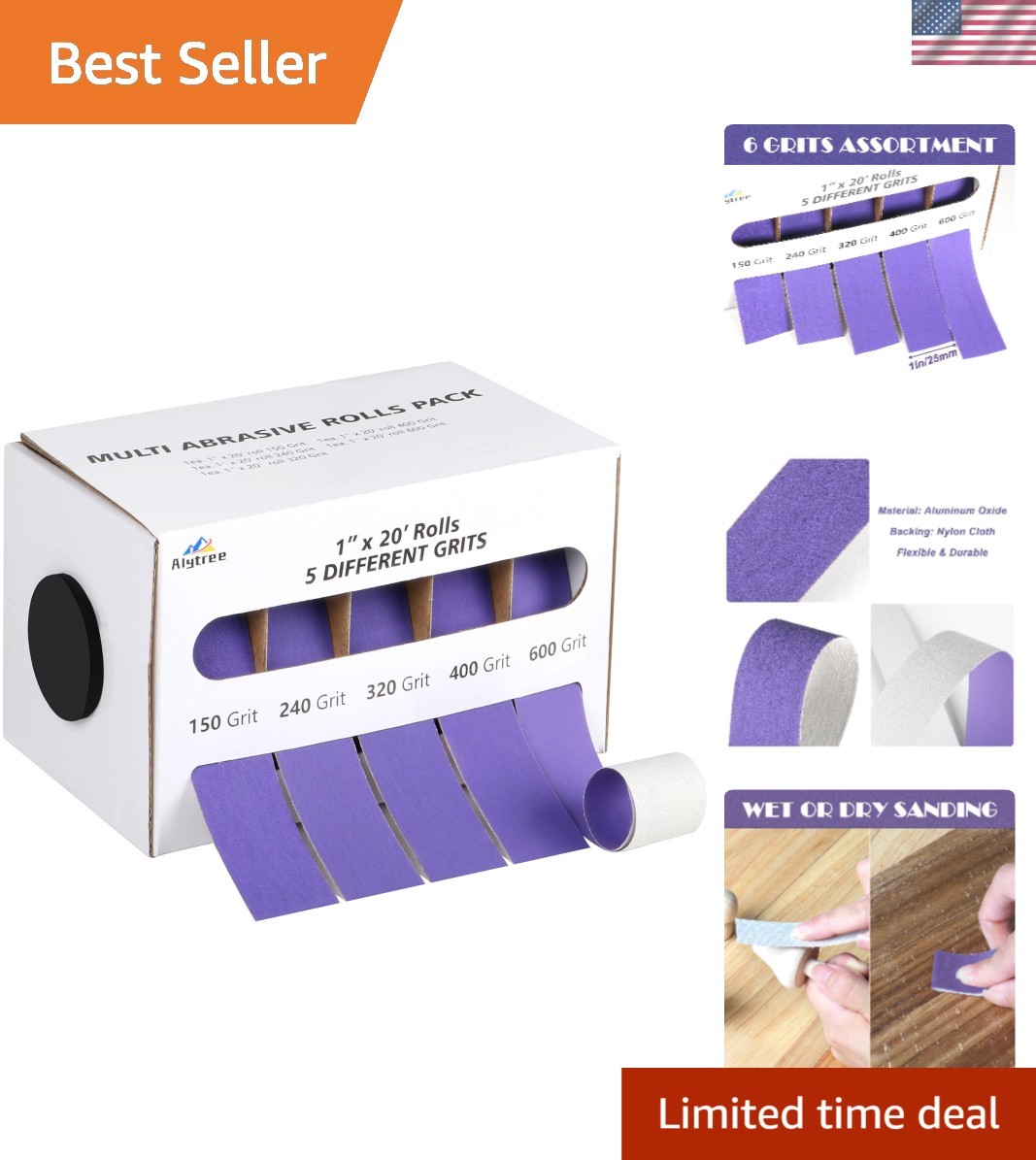 Versatile 5-Grit Emery Cloth Roll – 6M Aluminum Oxide Sandpaper for All Projects