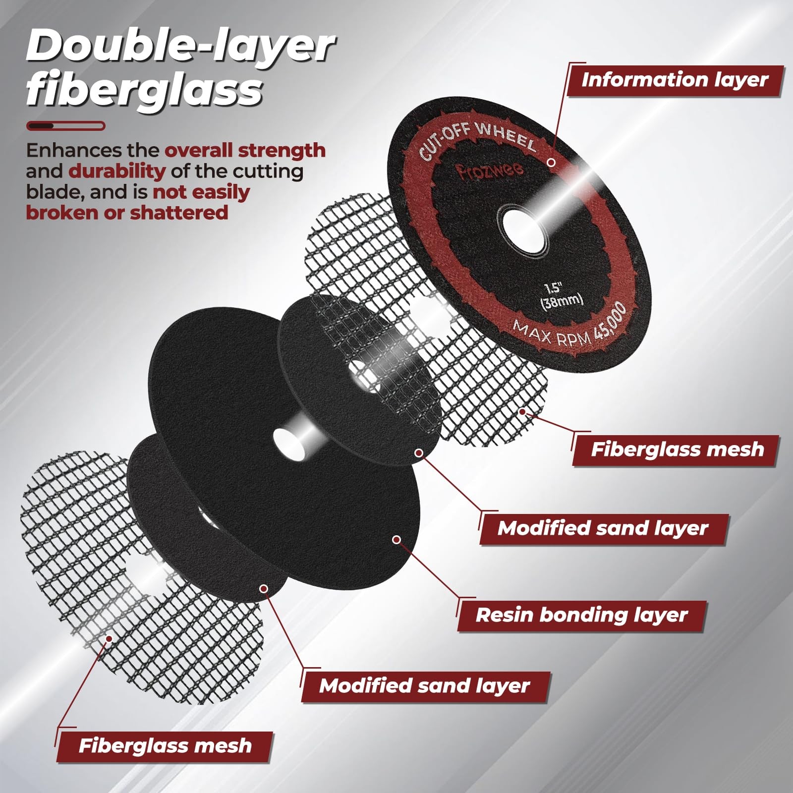 Prozwee 10 Pack 1.5″ Cut Off Wheels with 2 Shank(1/4″ Mandrel+1/8″ Red