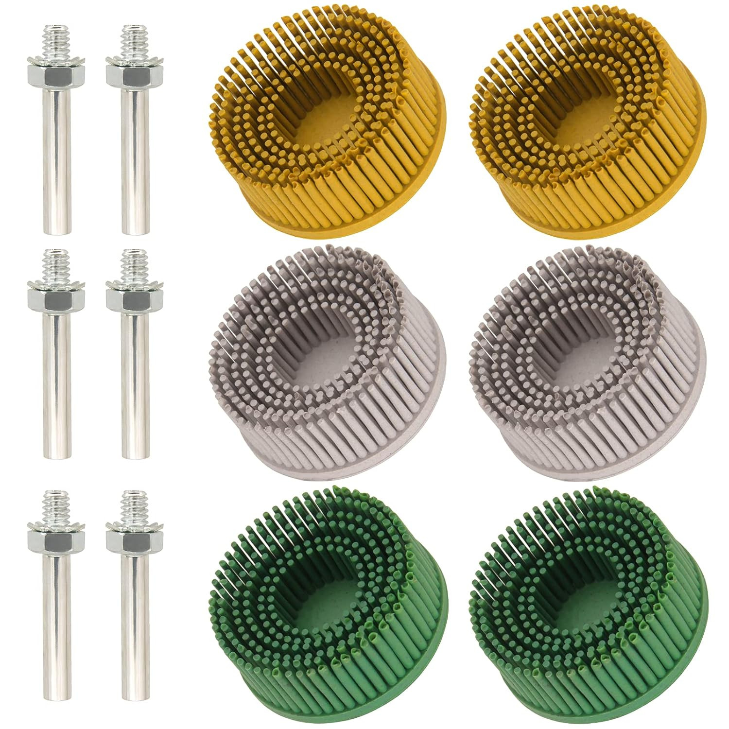 2 Inch Bristle Disc,6 Pieces Bristle Disc Grade – 120# 80# 50# Grit Abrasive Coa
