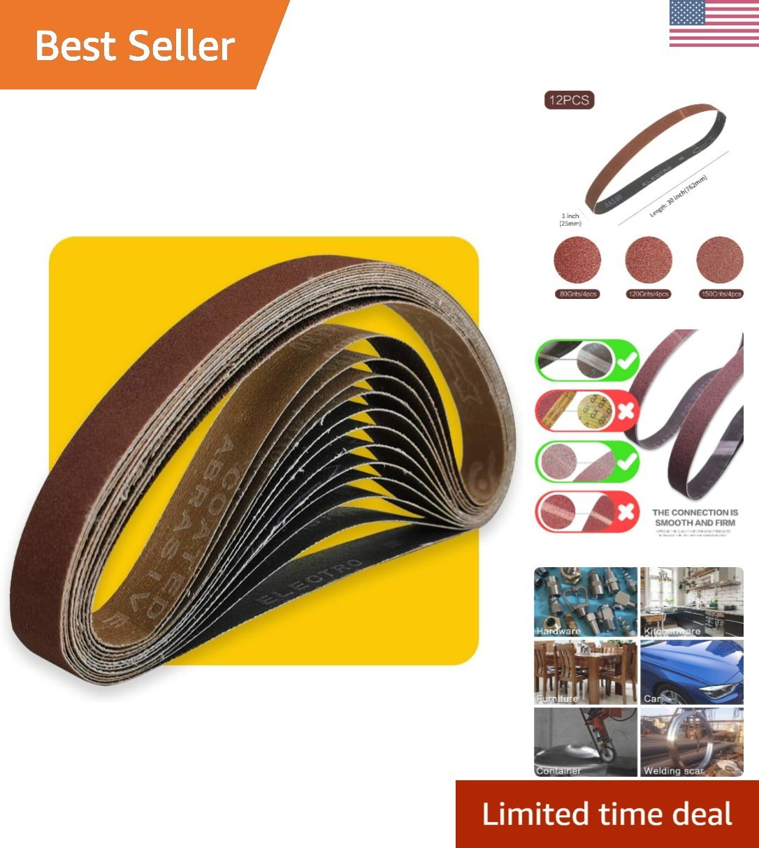 1×30 1 x 30 inch Sanding Belt Pack 1-Inch x 30-Inch,12 Pcs4 Each of 80 120 15…