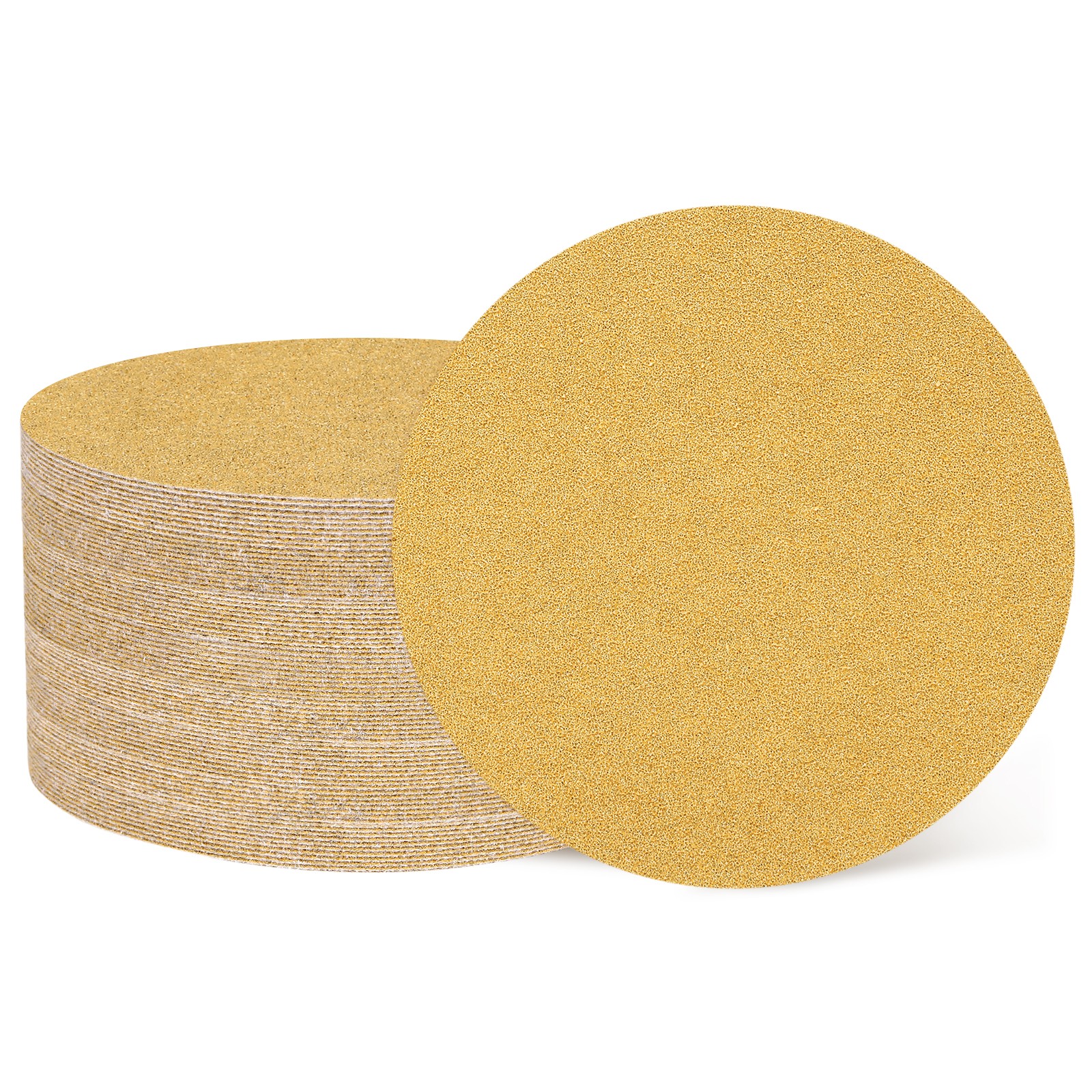 40 Pcs 6 Inch Sanding Disc 60 Grit Hook and Loop Sandpaper, Gold
