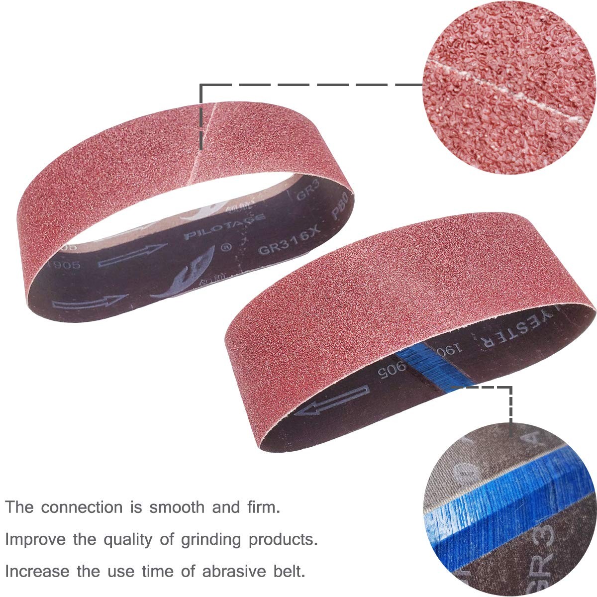 Sackorange 20 PCS 3 inch x 21 inch Abrasive Sanding Belts – 5 Each of 40 80 1…