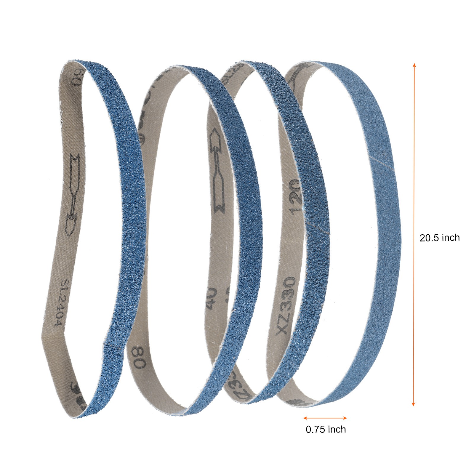 40pcs 0.75 x 20.5″ Sanding Belts 40/60/80/120 Grit Zirconia Oxide