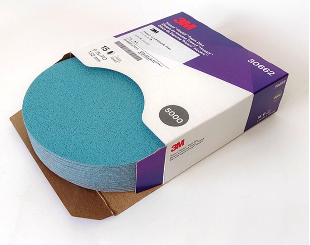 3M 30662 Trizact Hookit 6 Inch P5000 Grit Foam Disc Automotive- 15PCS/Box