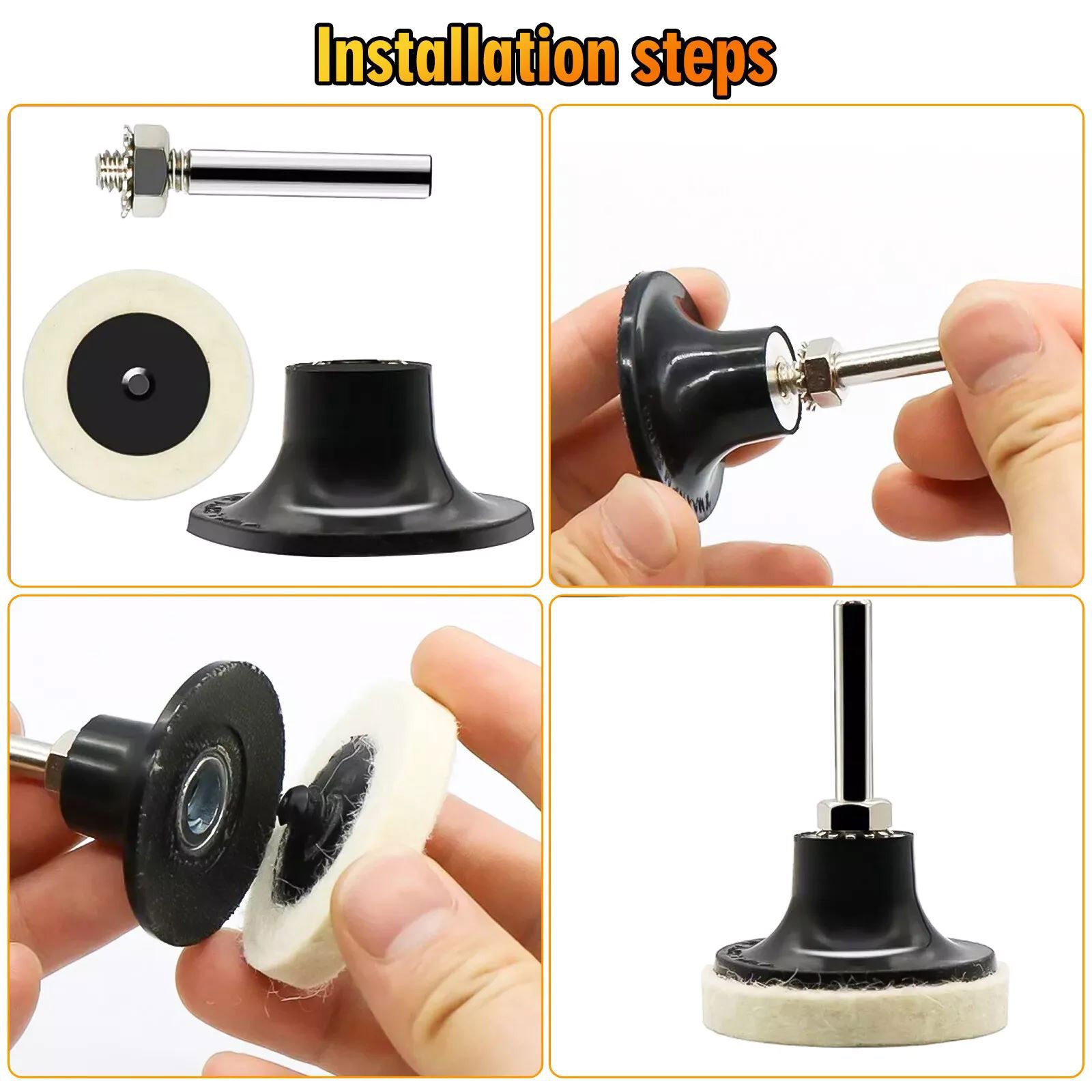 1/4 Inch (6mm) Shank Sanding Wheels Holder 2 Inch Disc Polishing Buffing Pads