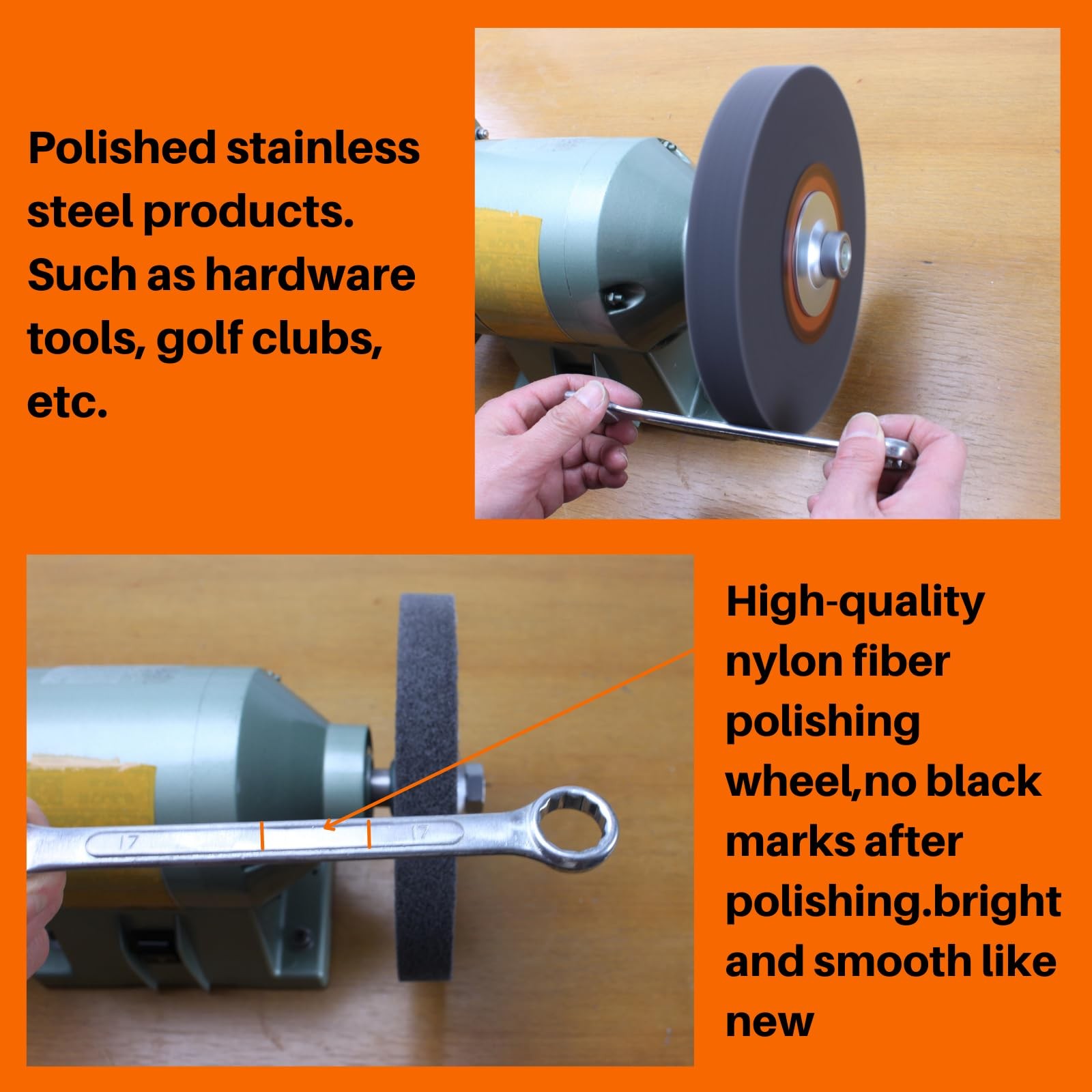 Nylon Fiber Deburring Wheel 6 Inch 180 Grit 1/2 Inch Arbor for Bench Grinder