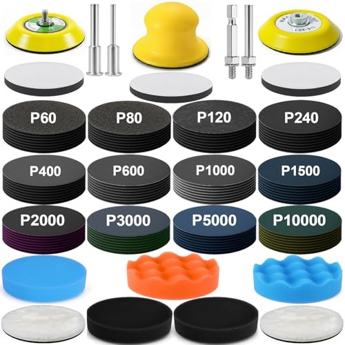 137Pcs Sanding Disc Polishing Kit, Headlight Restoration Kit, 60-10000 3 Inch