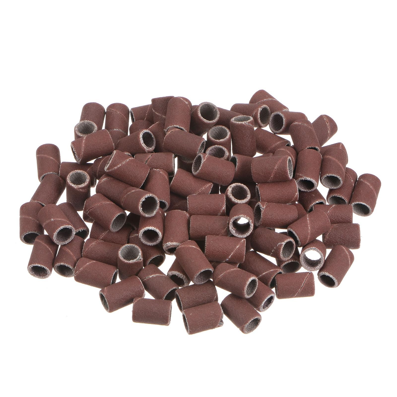 HARFINGTON 100pcs Sanding Drums 1/4 Inch Mini Sleeves 600 Grit Brown