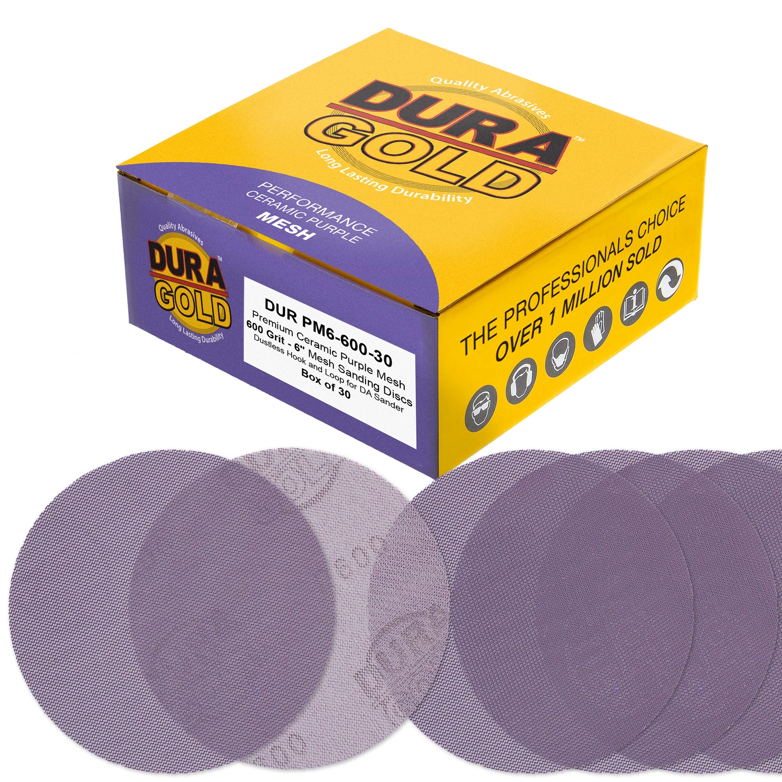 600 Grit 6″ Purple Ceramic Mesh Sanding Discs, Box of 30 – Hook & Loop Sandpaper