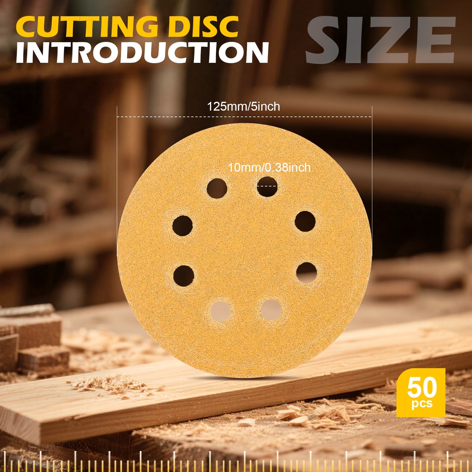 50-PACK 5 inch Sanding Discs 8-Hole Hook Loop for Orbital Sander Paper 240 Grit