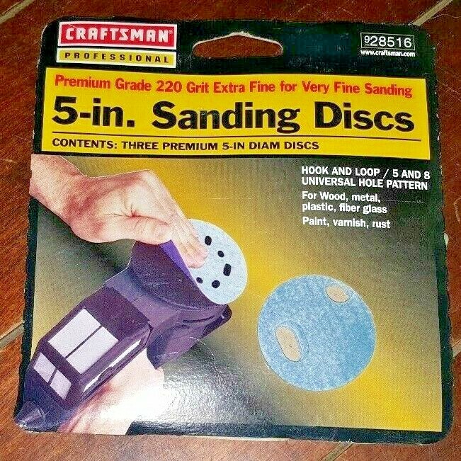 Premium Grade 220 Grit Extra Fine (3) 5-in. Sanding Discs ~ Item #928516