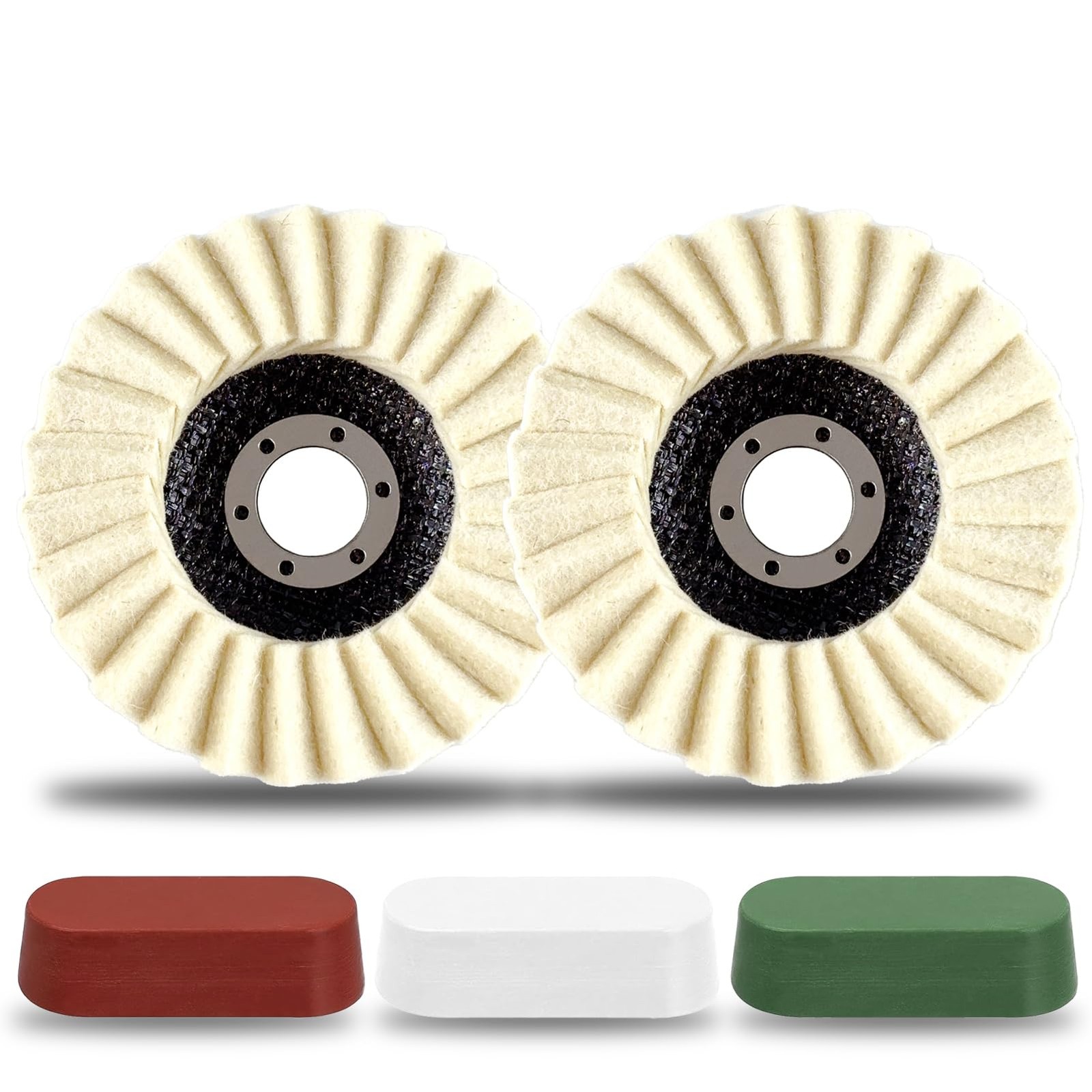 5 Pcs Wool Felt Flap Polishing Disc and Compound Set Includes 2 Pcs Wool Poli…