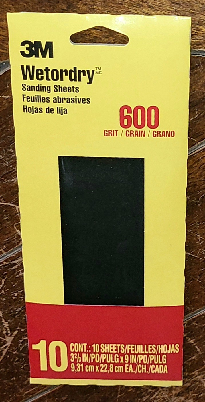 3M Wetordry 10ct Sanding Sheets *600 Grit* 3-2/3″ x 9″ #5921-18-CC