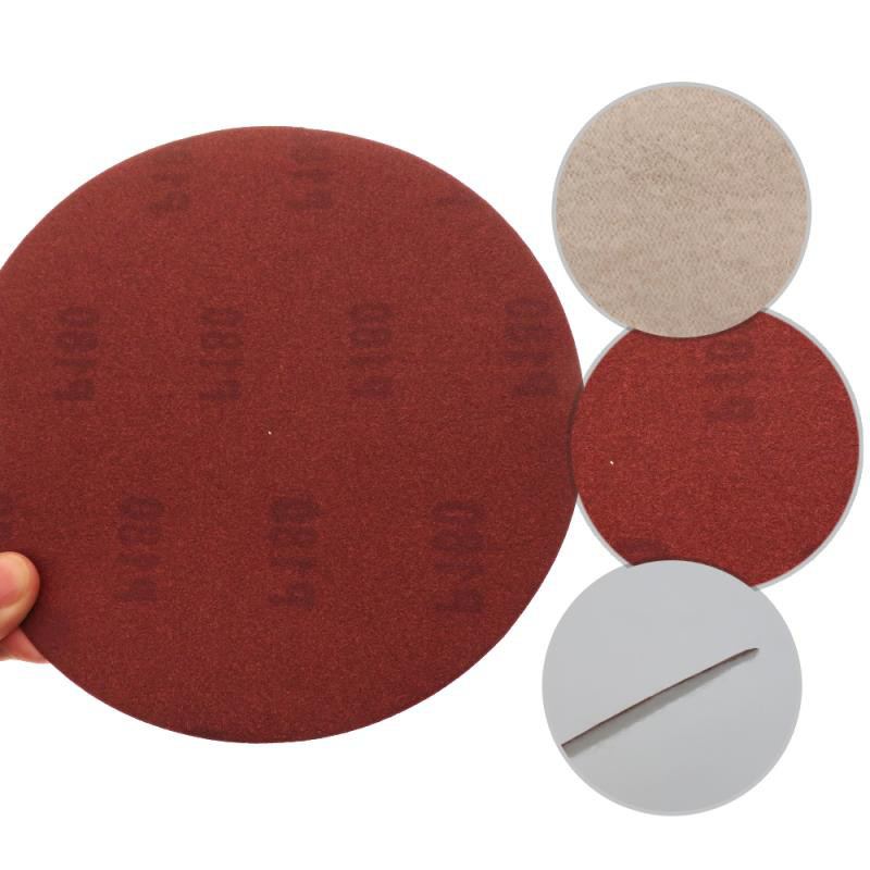 180mm-7″Inch Flocking Dry Sanding Discs Hook and Loop Sandpaper Pads Red Sand