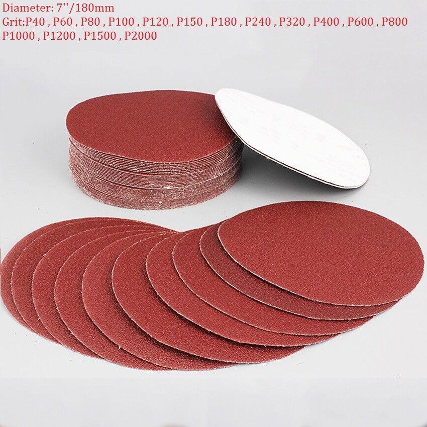 7″ 180mm Abrasive Sanding Disc Hook And Loop Sandpaper Discs Pads 40-2000 Grit