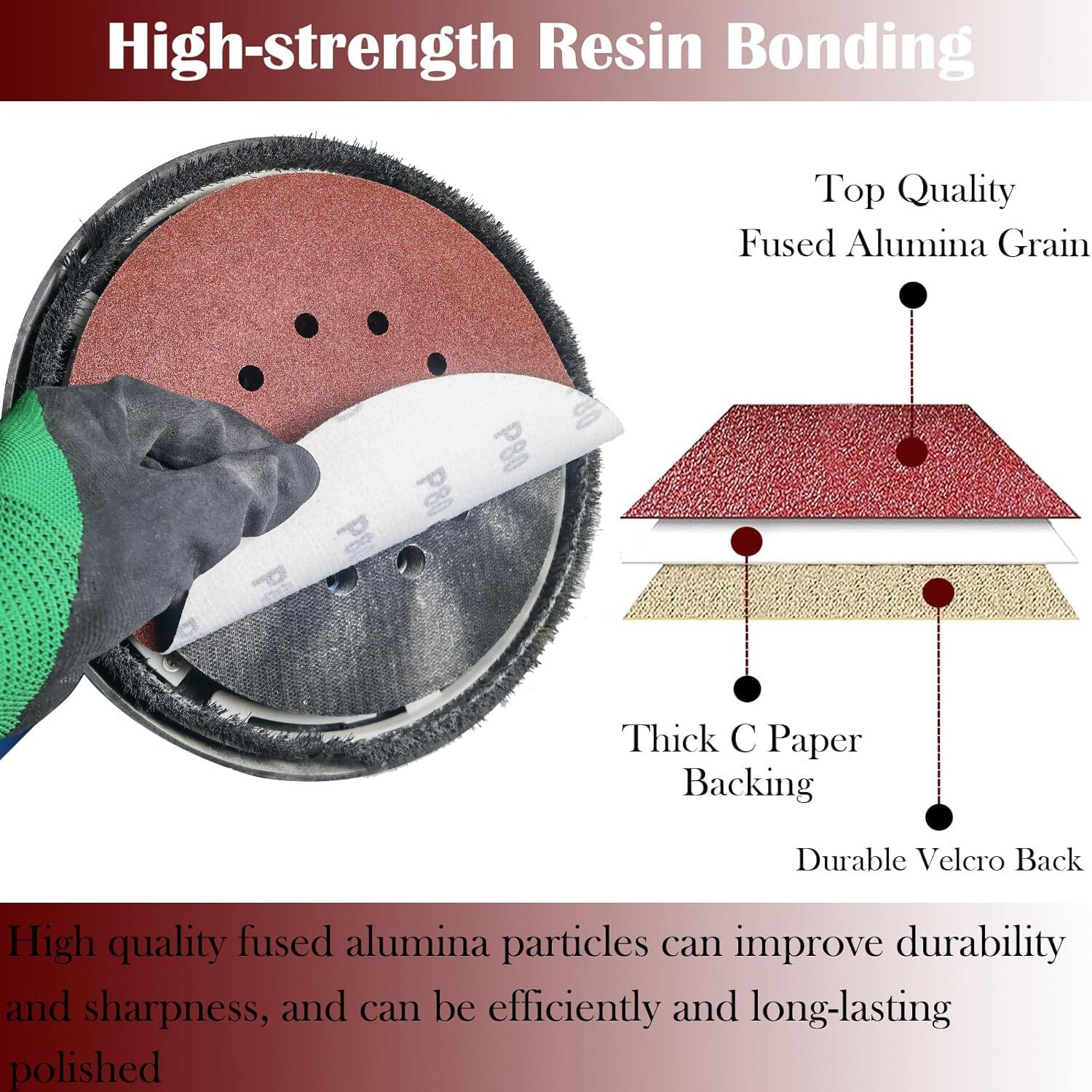 50 Pcs 9-Inch 6-Hole Hook-And-Loop Sanding Discs Sander Paper For Drywall Sander