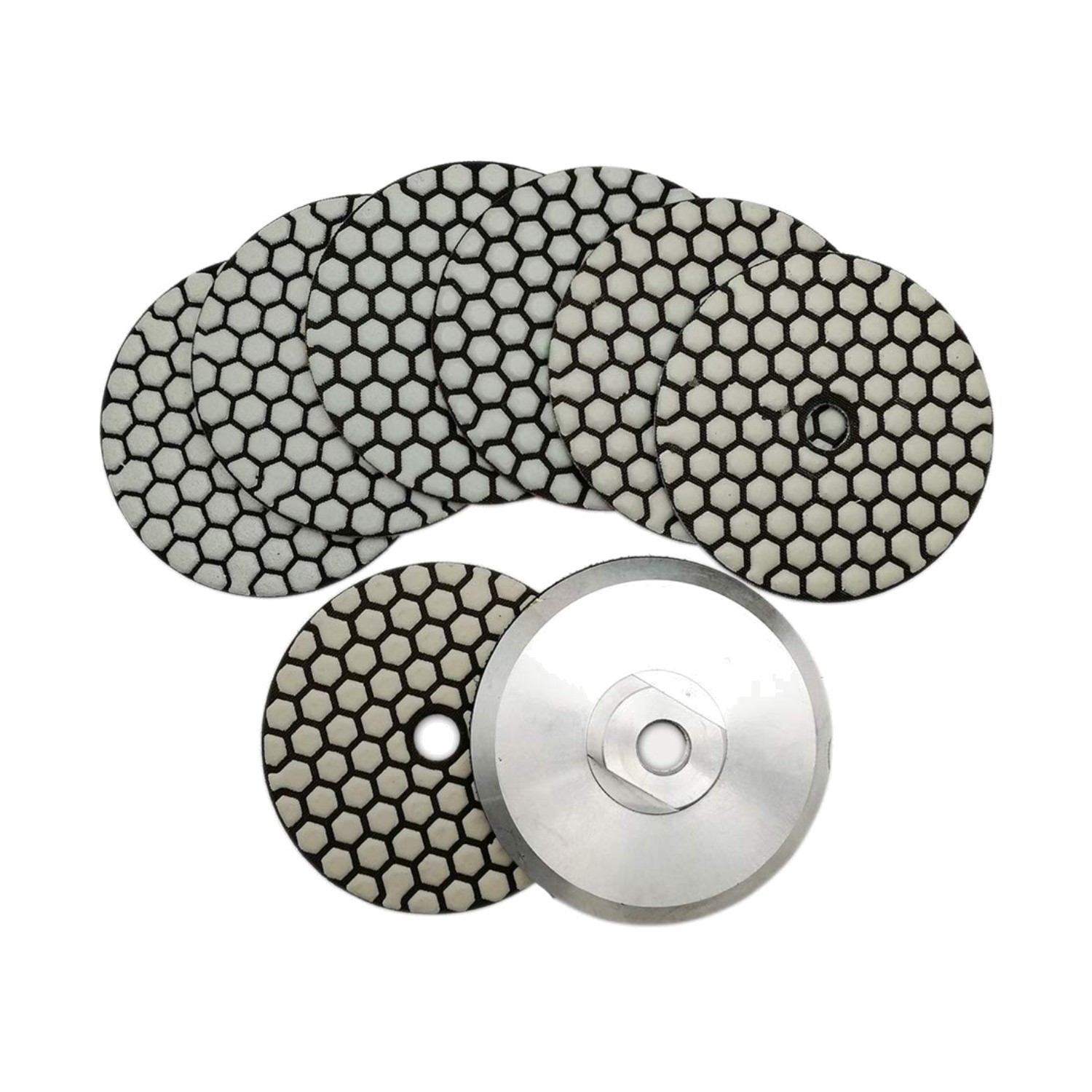 7-Piece Diamond Polishing Pads Set 4 Inch + Alu Backer