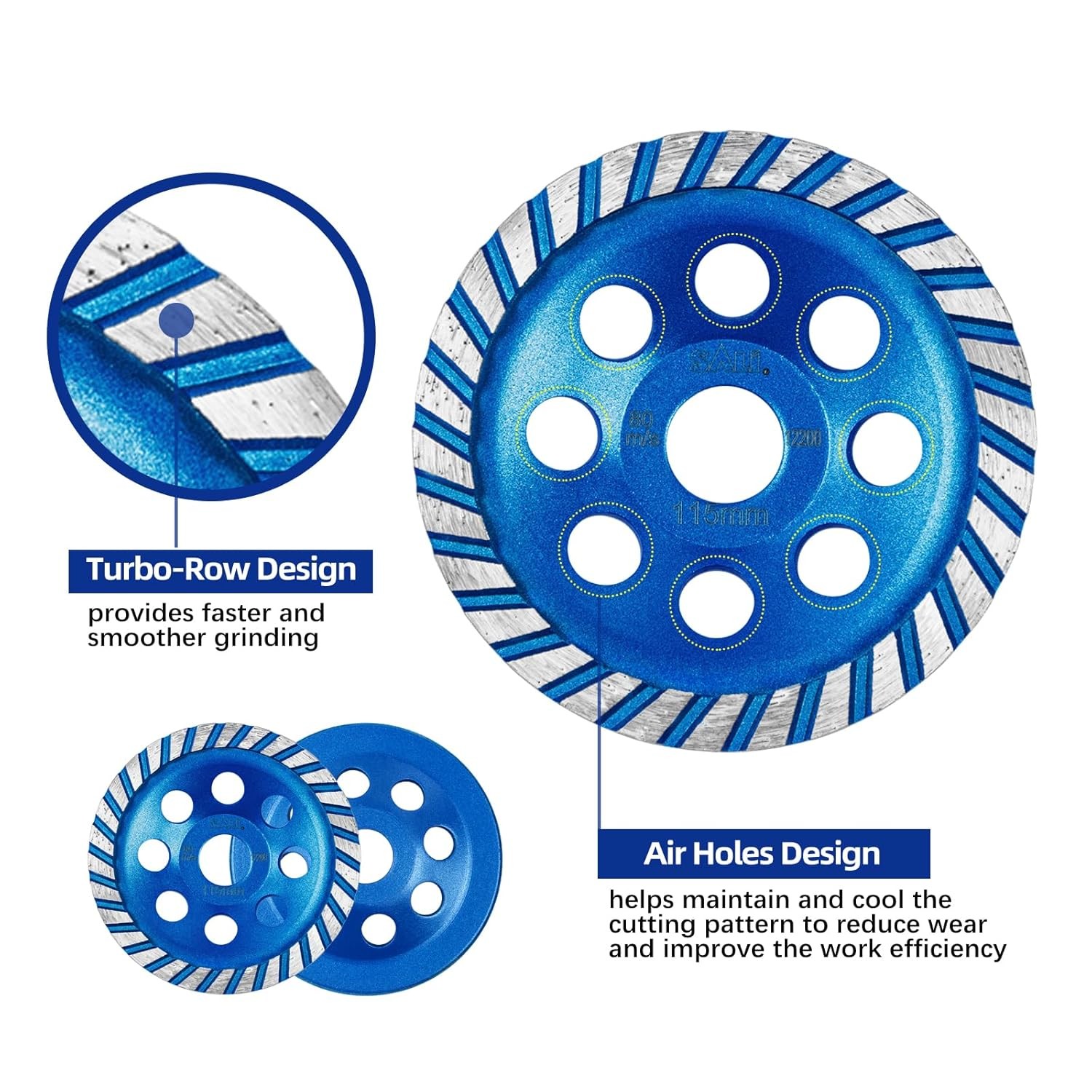 SALI Diamond Concrete Grinding Wheel 4 1/2 inch for Polishing and Cleaning Stone