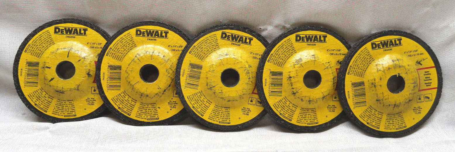 5-COUNT DEWALT DWA4500, 4″ X 1/4″ x 5/8″ METAL GRINDING WHEELS, NEW FREE SHIP