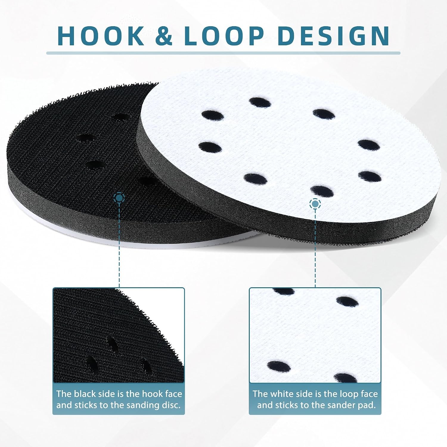 6pcs 5 Inch 8 Hole Foam Orbital Sander Sanding Pads for Orbital Sander