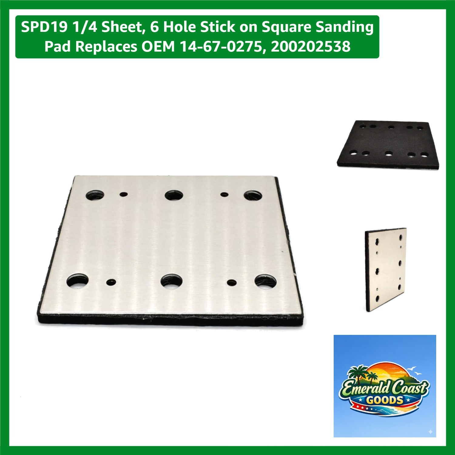 Medium Grit 180 Sanding Pad 1/4 Sheet, Fits Milwaukee Palm Sanders – 6 Holes