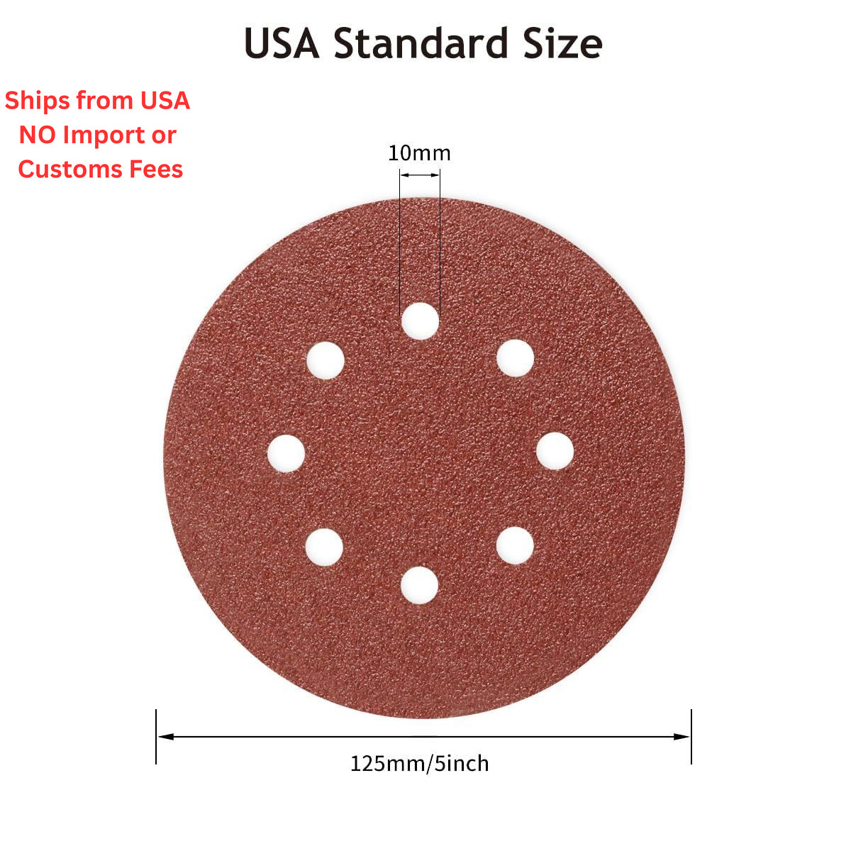 SUPBICCO 50 PCS 5 Inch 8 Hole Sanding Discs, 60 80 120 240 320 5 inches, Gold