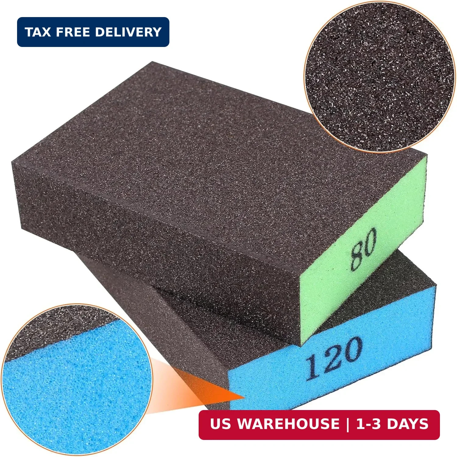 Romeda 8-Pack Sanding Sponge, Four Grits Per Pack 60/80/120/220, Washable and Re