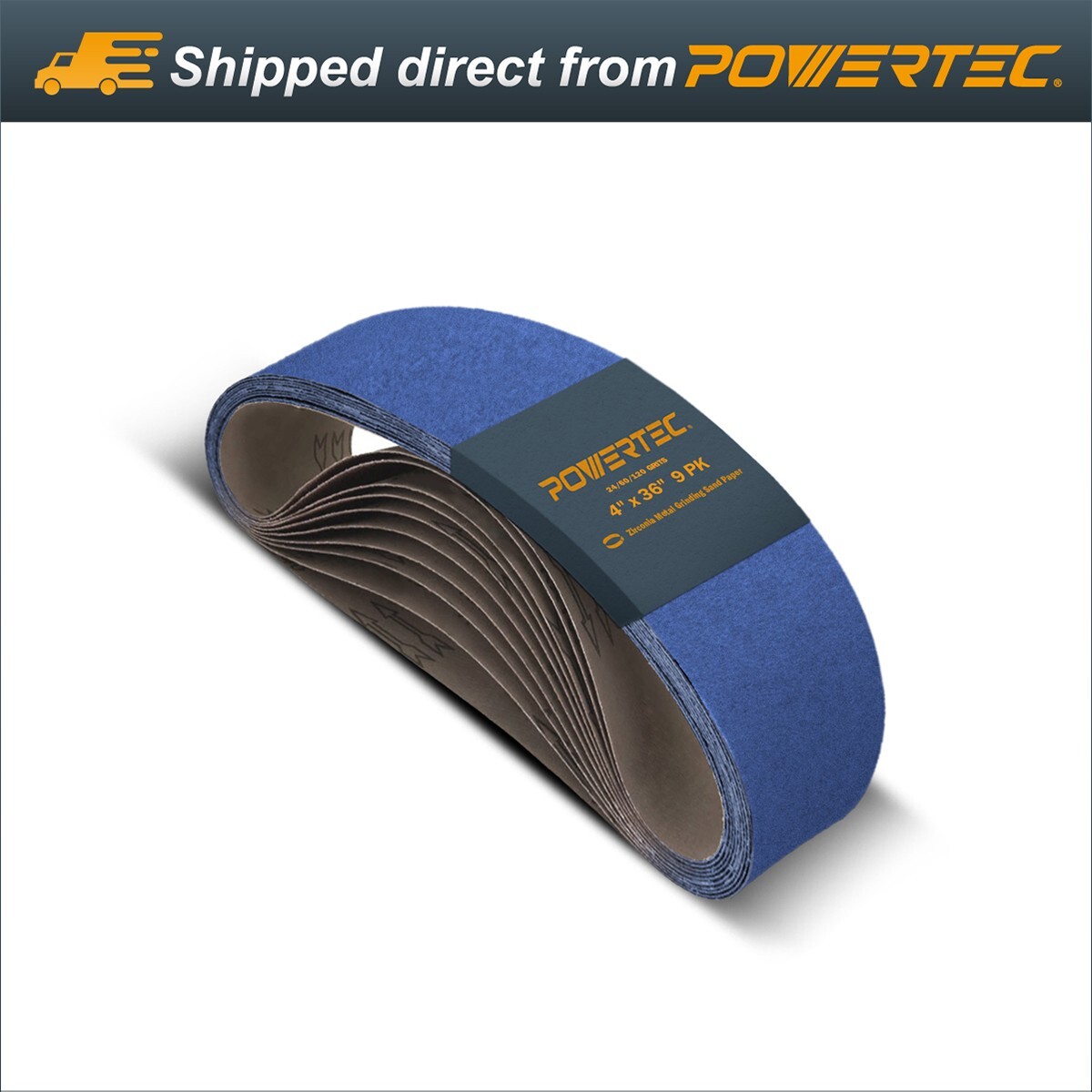 POWETEC 4 x 36″ Zirconia Sanding Belt Assortment 3 each of 24/60/120 Grit – 9PK