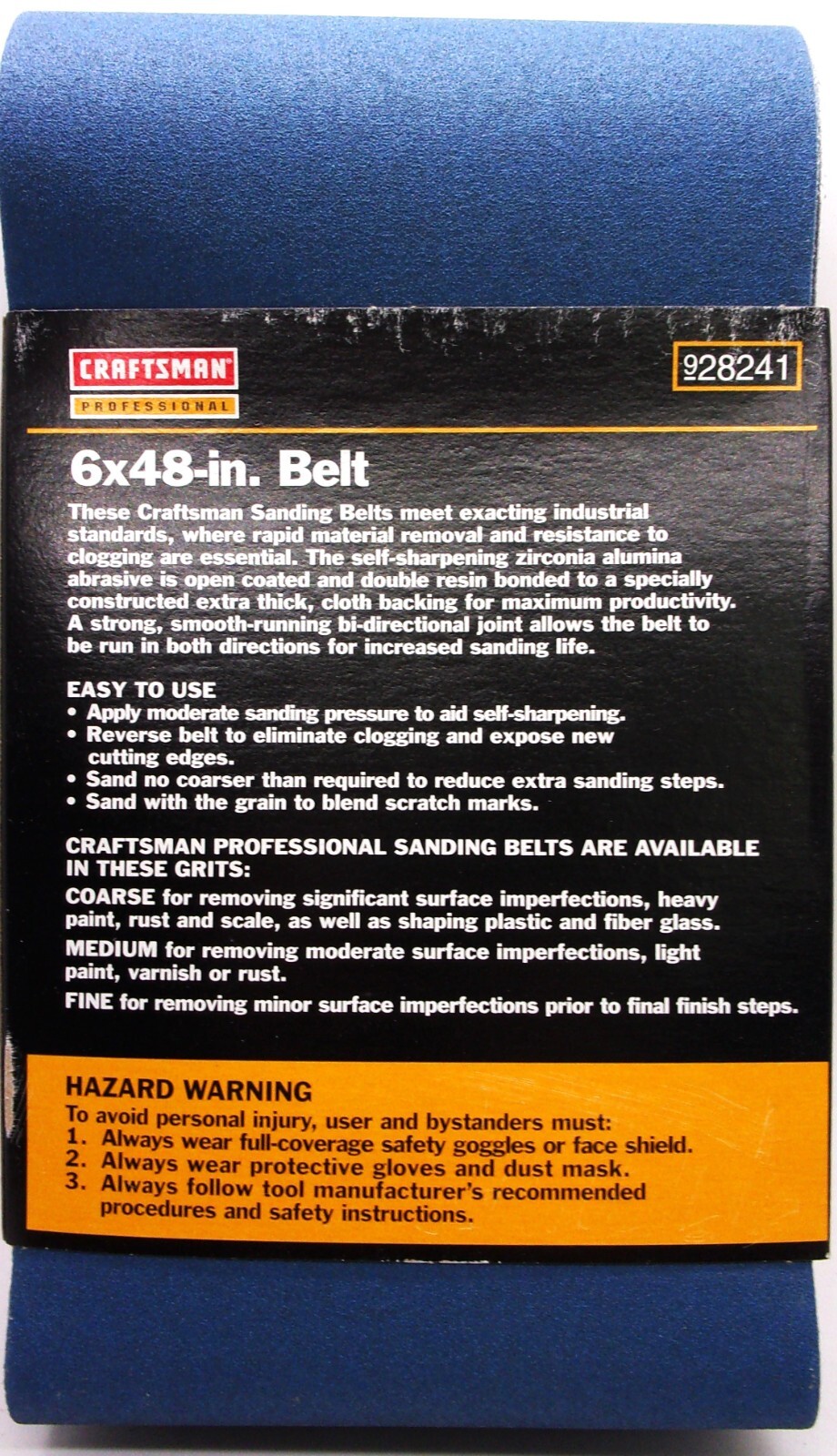 Craftsman 6 x 48 in. Sanding Belt, Zirconia Aluminum, Fine 120 grit #928241