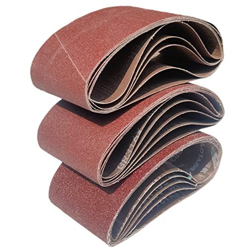 15 PCS 4″x21″ Sanding Belts – 40/80/120 Grit Aluminum Oxide for Belt Sander