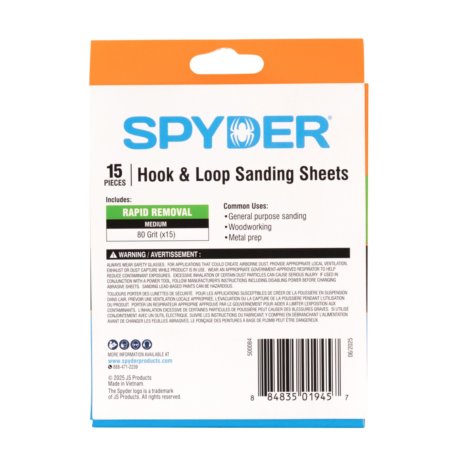 Spyder 3-3/4 in x 5-1/4 in x 5-Hole 80 Grit Detail Sanding Sheets 15-Pack 500084
