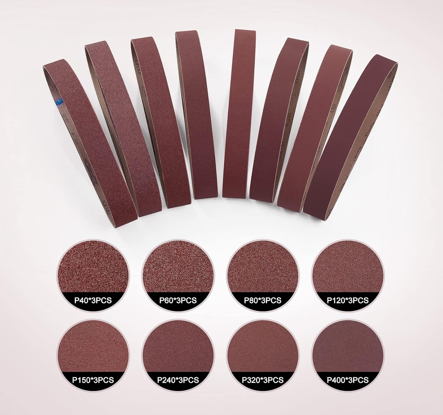 2×42 Inch Sanding Belt Kit – 24 Pcs with Aluminum Oxide