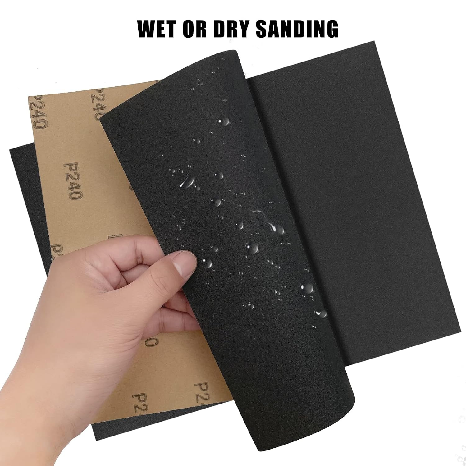 9 x 11 Inch 15pcs Wet Dry Sandpaper, 240 Grit Waterproof Abrasive Sand Paper, Si