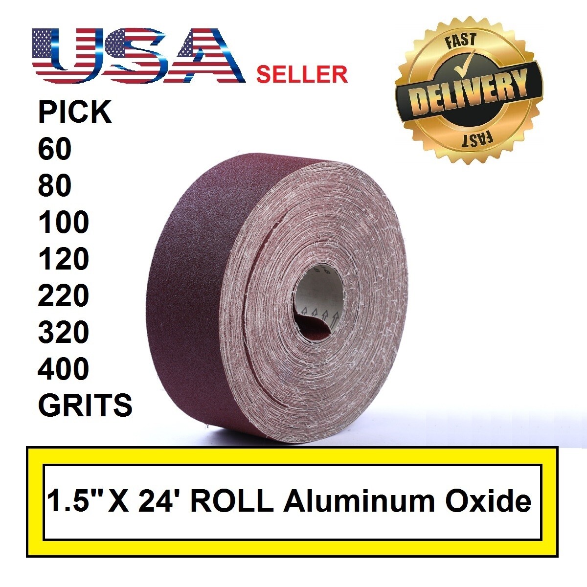 1.5″ x 24′ Emery Cloth Rolls 60 80 100 120 220 320 400 Grit Sandpaper