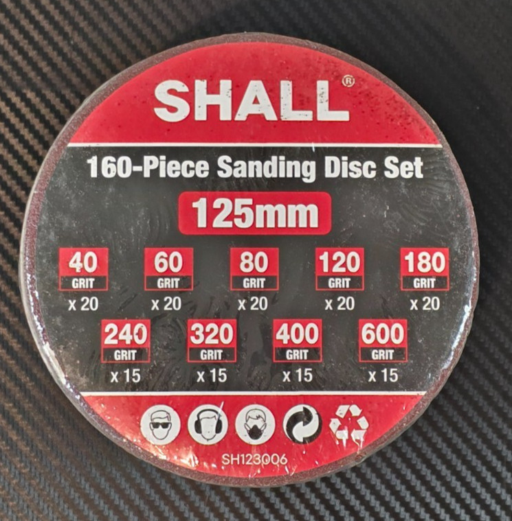 Shall 160 Pcs Sanding Disc Set 125mm 40/60/80/120/180/240/320/400/600 Mixed Grit