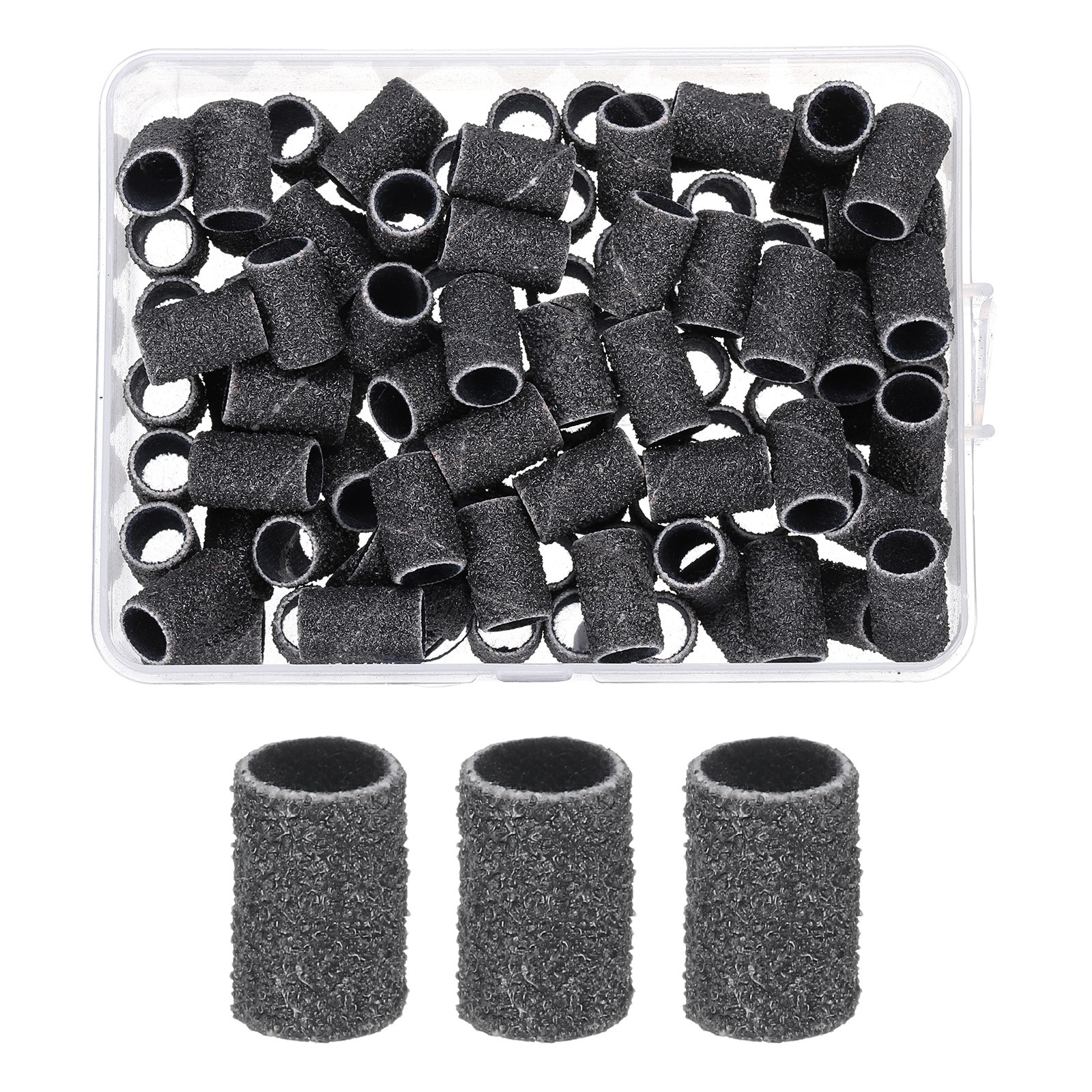 100pcs Small Sanding Bands 120 Grit for Nail Drill Bits Black